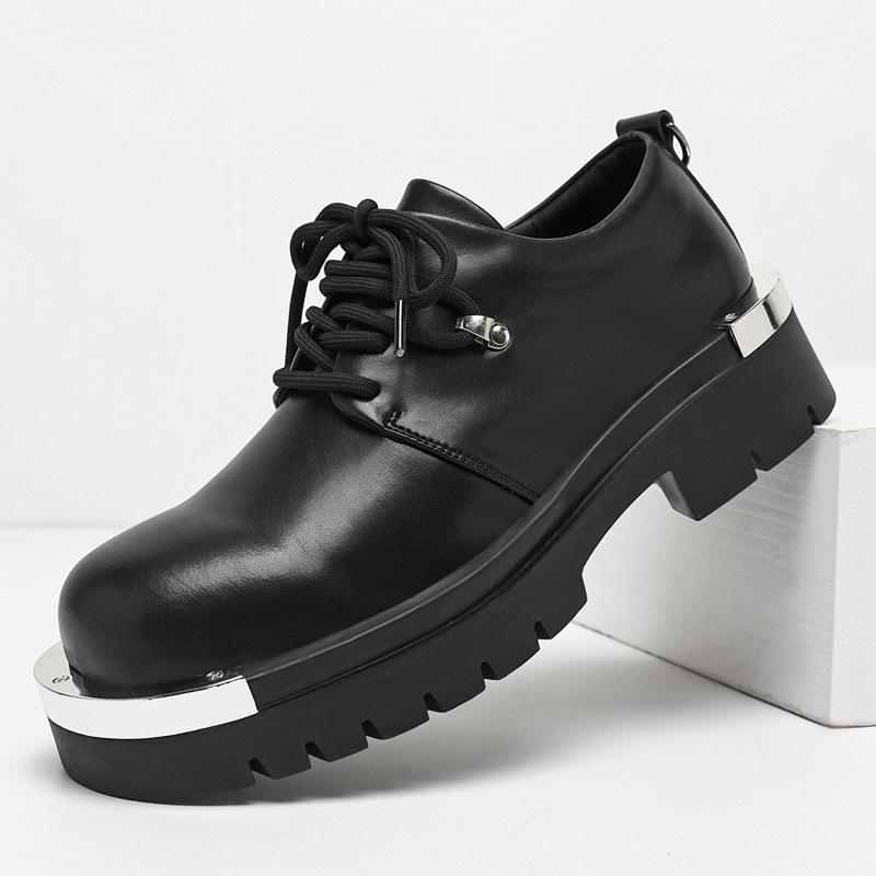 Fashion 2025 Autumn Casual Business Leather Shoes for Men Height-increasing Big Head Derby Men's Shoes Fashion Black Platform Shoe Man