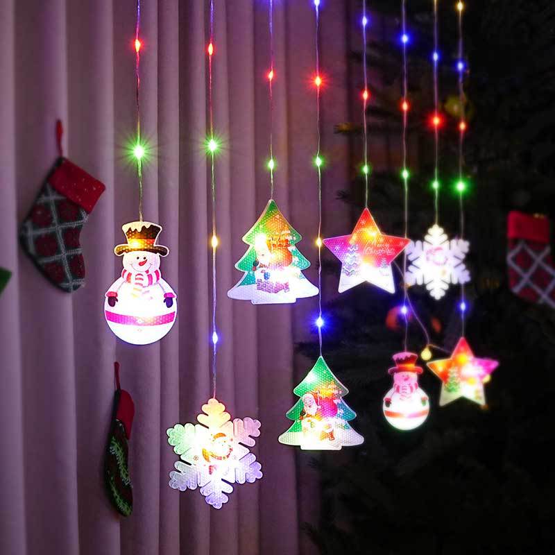 

Cross-border hot style painted Christmas curtain lights leather string light strings for the