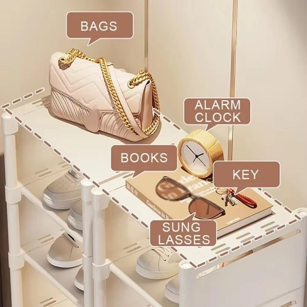 Stackable Multilayer Shoe Rack Narrow Shape Sneakers Shoe Storage Save Space Doorway Corner Shoe Rack Large Capacity Shoe Stand