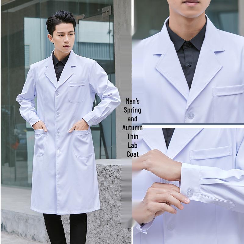 Saint Snowland Îmbrăcăminte medicală unisex: Halat Alb cu Mâneci Lungi și Scurte, Protecție Muncă Albastru pentru Utilizare Spitalicească și de Laborator