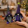 Unique Halloween Present Ideas Gnome Decoration, Witch Swedish Tomte Ornament, Plush Purple Black Ornaments Scandinavian Elf Dwarf for Party