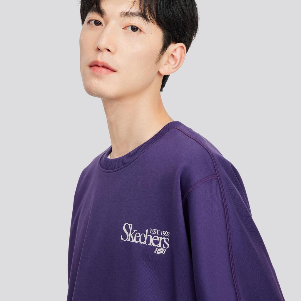 Skechers Round Neck Letter Casual Comfortable Long Sleeve Sweatshirt Unisex sweatshirt Purple L324U064-04QU