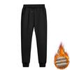 Men's Autumn/Winter Solid Color Thickened Fleece-Lined Pants Middle-aged Men's Casual Warm Skinny Pants