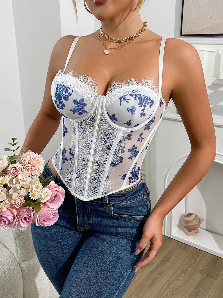 Elegant Fishbone Corset: European & American Style Lace Camisole with Buckle