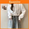 Felpa Corta in Cotone con Stampa di Lettere da Donna Autunno Casual Chic