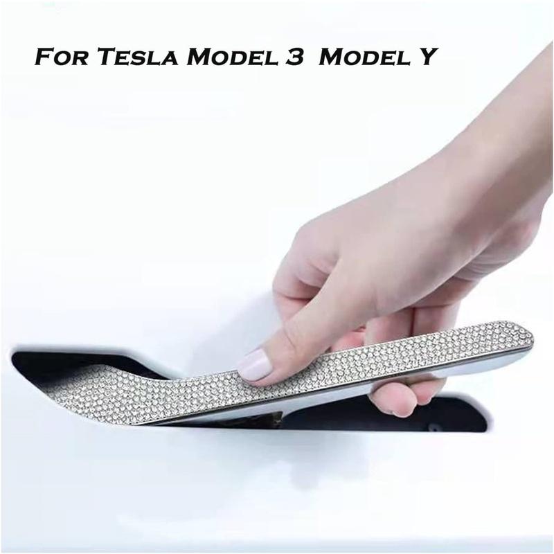 For Tesla Model 3/Y Accessories Bling Crystal Rhinestone Door Handle Cover Trim Protector Sticker Decal Shiny Diamond 4-packs