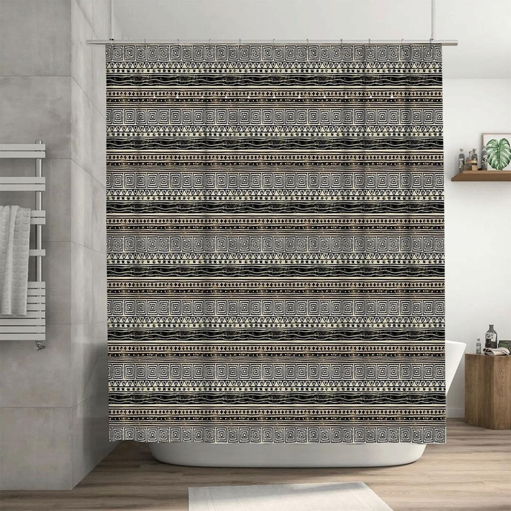 Boho Shower Curtain Nature Inspired Black And White Botanical Pattern Bathroom Decor Farmhouse Style Shower Curtain Set Waterpro