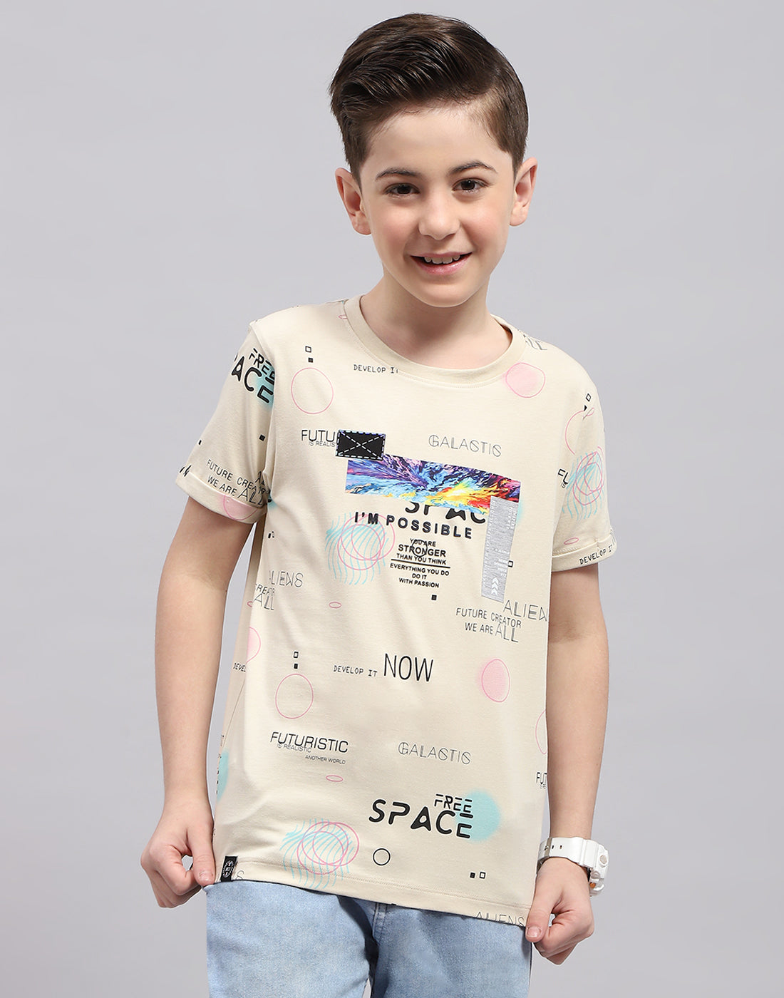 Monte Carlo Boy Regular Fit Cream Tshirt 5-6 Years