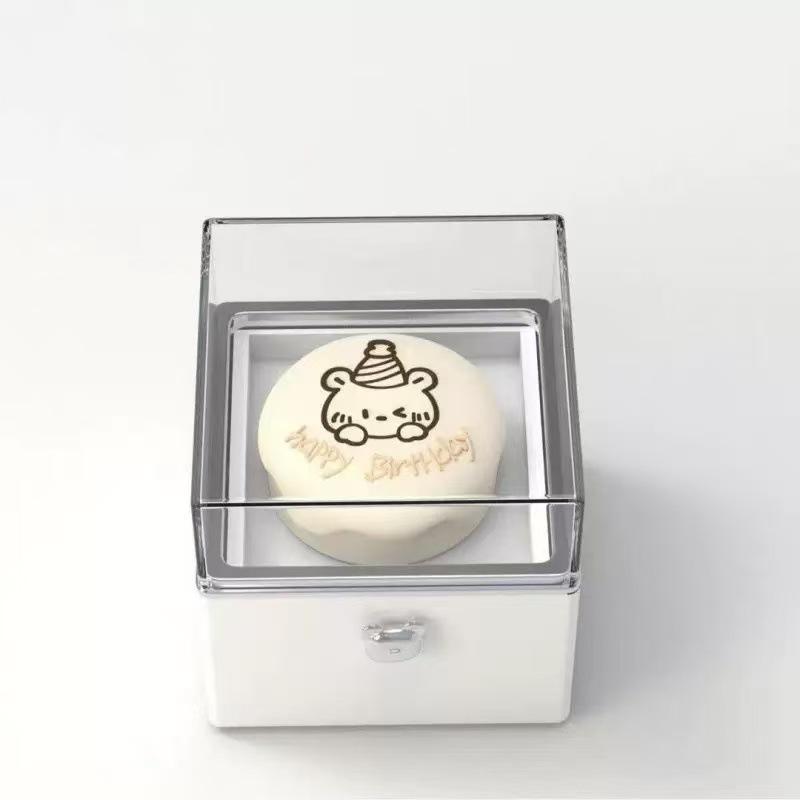 

Teddy Bear Cake Surprise Necklace Box with Light & Rotating Ring: Creative Birthday or Valentine s Day Gift for Her