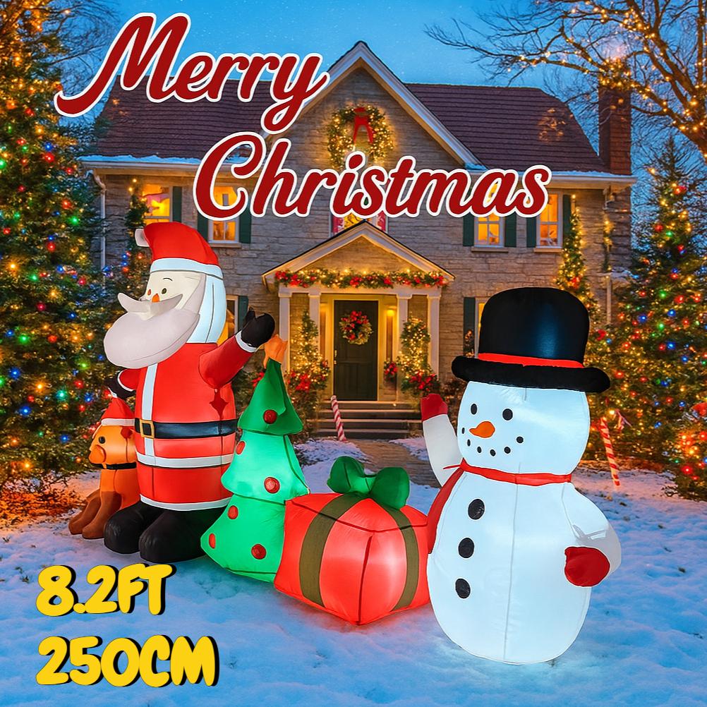 8.2FT Inflatable Christmas Set Santa Snowman Tree Gifts Toy Xmas Yard Party Decoration Festive Gift LED Supplies Home Ornament