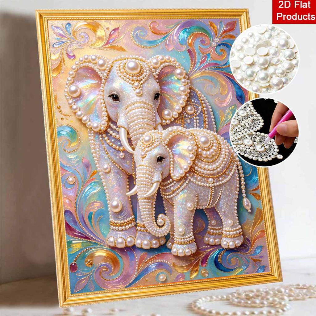 Pearl Art Painting Home Wall Decor Pearl Gemstone Painting Elephant Crafts Adult/Beginner Gift Creative Home Decor Unframed Wall Art