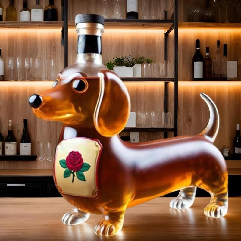 Lahve na whisky Kloboučkové lahve na alkohol ve tvaru jezevčíka Dekorativní zvířecí soška Nádoba na víno Průhledný karafka dárky