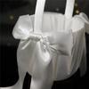 Romance Wedding Ceremony Flower Basket Flower Girl Basket with Satined Wrapped Easy Hold Handle Flower Holder for Bride