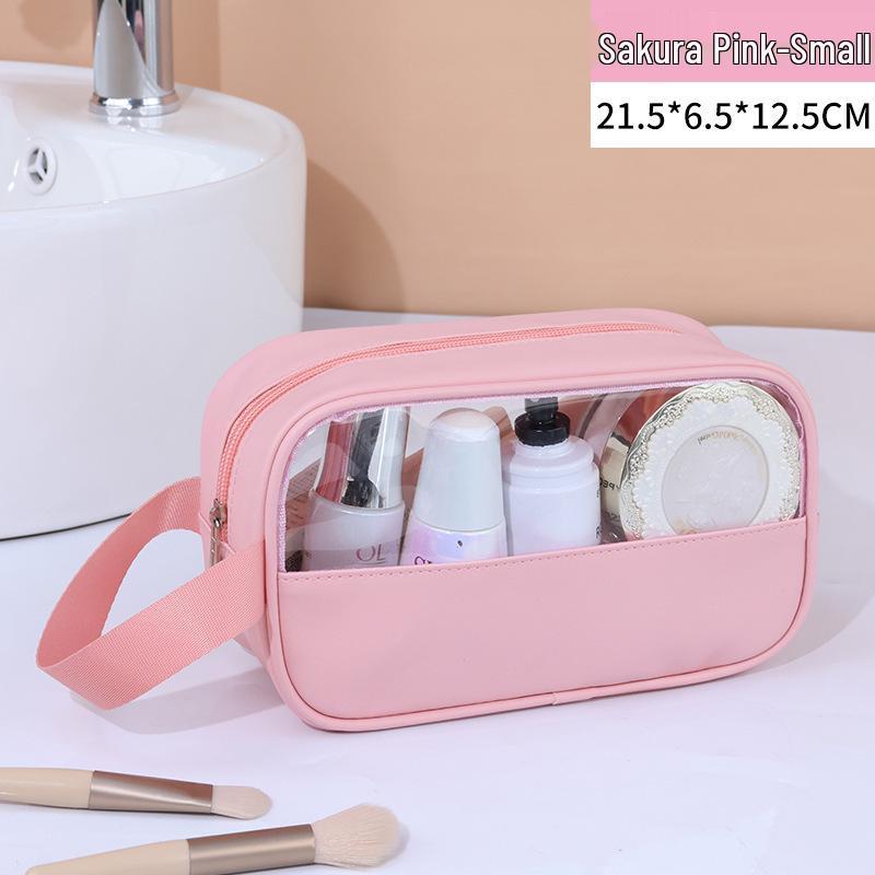 

Patchwork Transparent PU Waterproof Toiletry Bag - Large Capacity & Travel-Friendly.