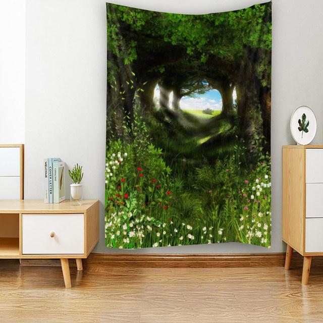 Natural landscape printed tapestry wall decoration hippie psychedelic bohemian room aesthetic art decorative hanging cloth