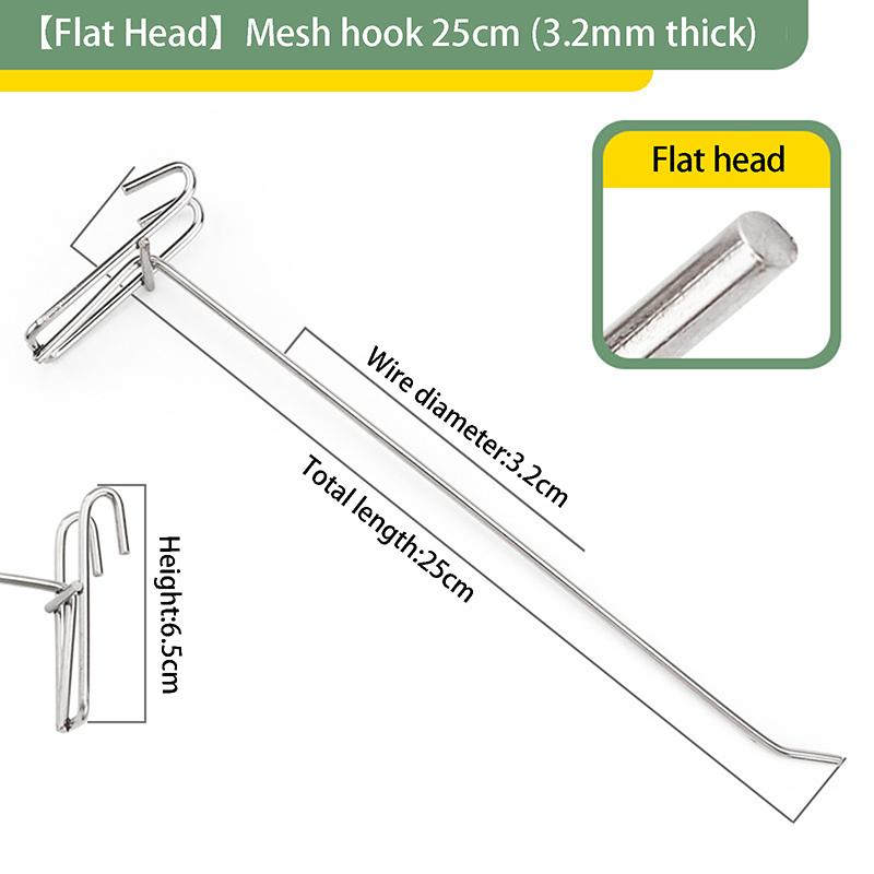 10Pcs 5-25Cm Screen Hooks Supermarket Stainless Steel Grid Hooks 3.2Mm Thickness Wire Mesh Hanging Hooks For Screen Grid