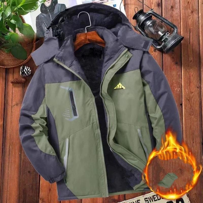 Męska odzież outdoorowa, wiatroodporna, wodoodporna i pluszowo gruba, szturmowa