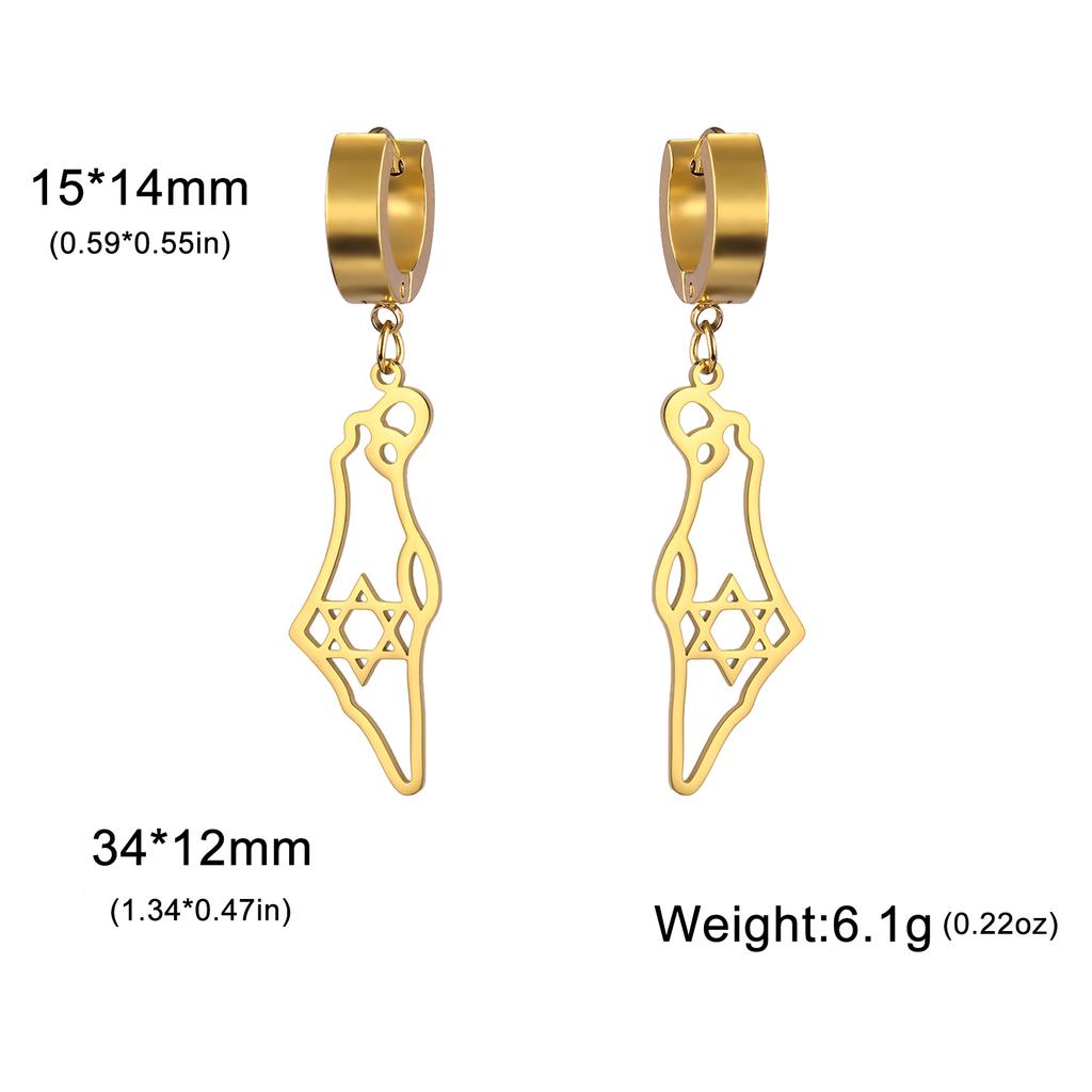 Cazador Star of David Israel Map Drop Earrings Stainless Steel Je Judaism Jewelry Hexagram Earrings Vintage Gift 2026 New