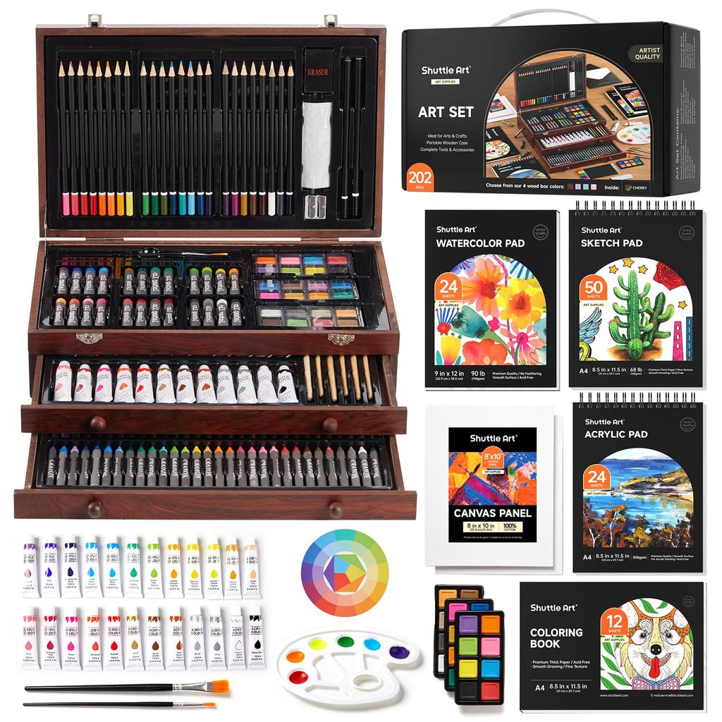 Shuttle Art Art Set with Colored Acrylic Solid Drawing Coloring Pencil and Includes a Portable Storage Box and Portable Storage A great gift for
