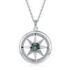 Collana Pendente Bussola Stella a Otto Punte Placcata Oro Bianco con Moissanite Colore D da 1/2 Carato