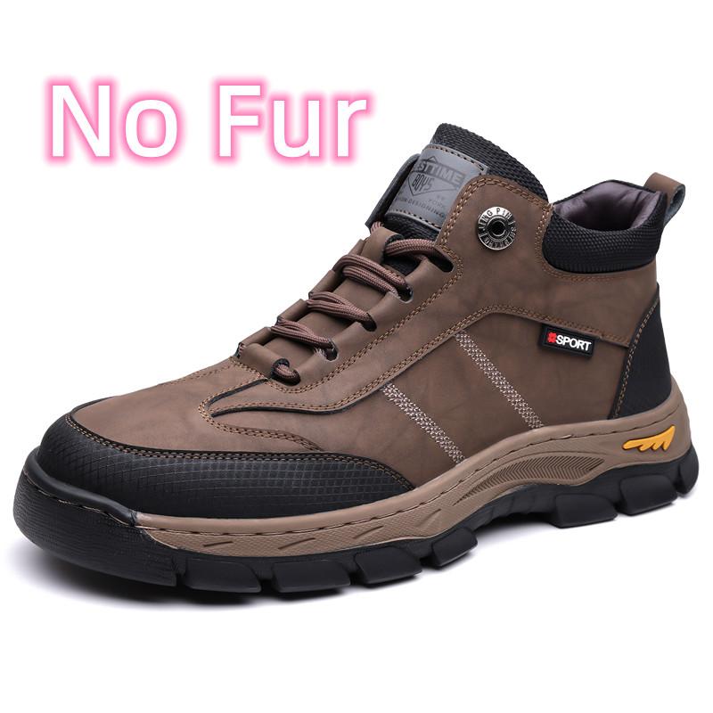 Fashion 2025 New Anti Slip Outdoor Hiking Boots for Men Men's Lace Up Boots Winter Warm Fur Lined Casual Shoes High Top Ankle Boots