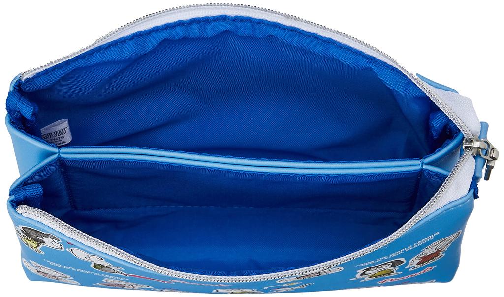 Snoopy Makeup Cosmetic Travel Synthetic Leather and PU Charlie Brown Blue Pouch, Pouch, Pouch, Leather, Face, Women's, (SPZ-2816)