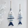 Wooden Hanging Fish Bone Decor Handmade Fish Skeleton Wall Art with Hemp Rope And Beads for Nautical Beach Theme Lake House Room Decor