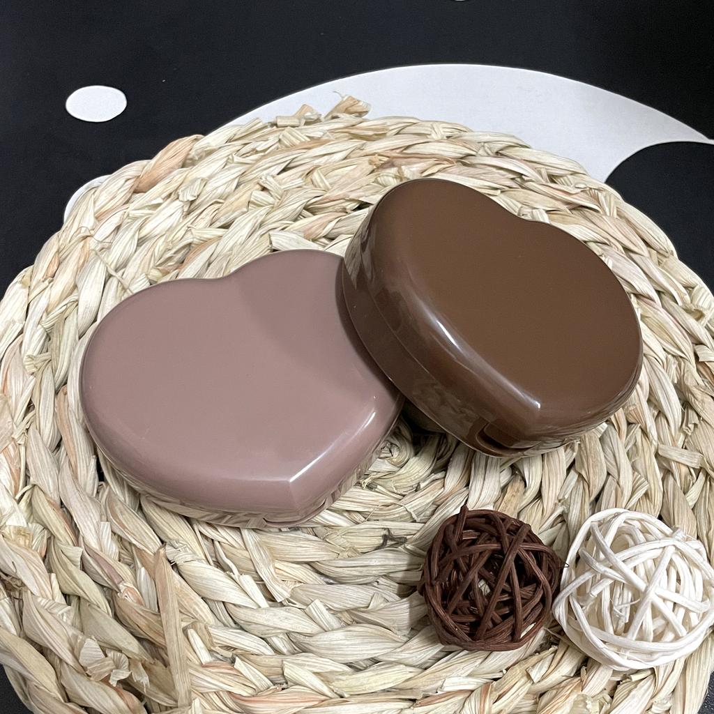 Contact Lens Case, Travel Size Cute Colored Contact Lenses Applicator Removal Tool Kit with Mirror Solution Bottle for Daily Outdoor Heart (2 Pack)