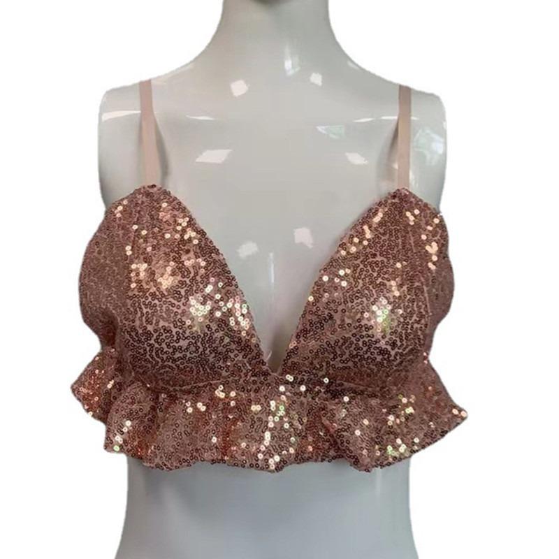 Women's Top Stage Ruffled Halter Top Crop Top