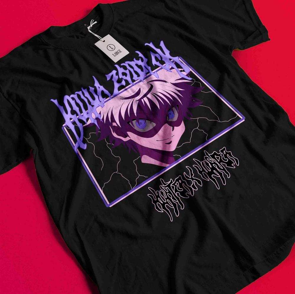 

Killua Tshirt Hisoka Shirt Hunter X Hunter Manga Strip HXH Tee Anime Gon T-Shirt BB910 S