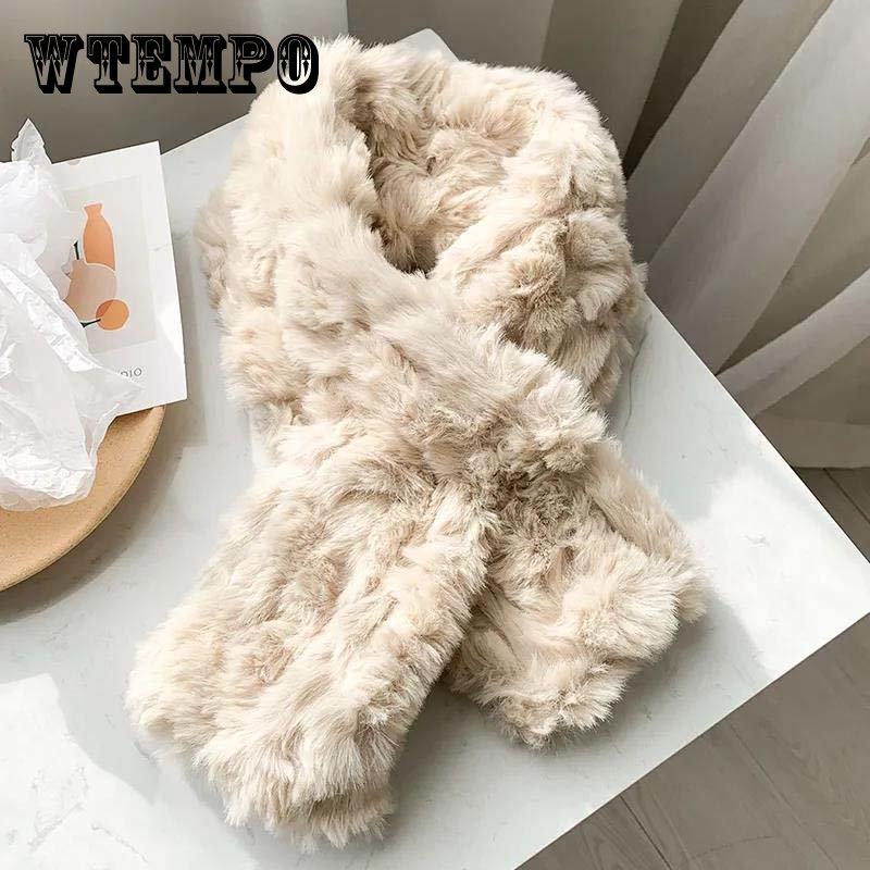 

Шарф женский зимний корейский вариант универсального плюшевого шарфа с имитацией кролика, утолщенный, чтобы сохранять тепло