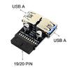 USB3.0 Adapter C Type for Computer Motherboards 19/20PIN To 2 Port USB A Female Port Connection