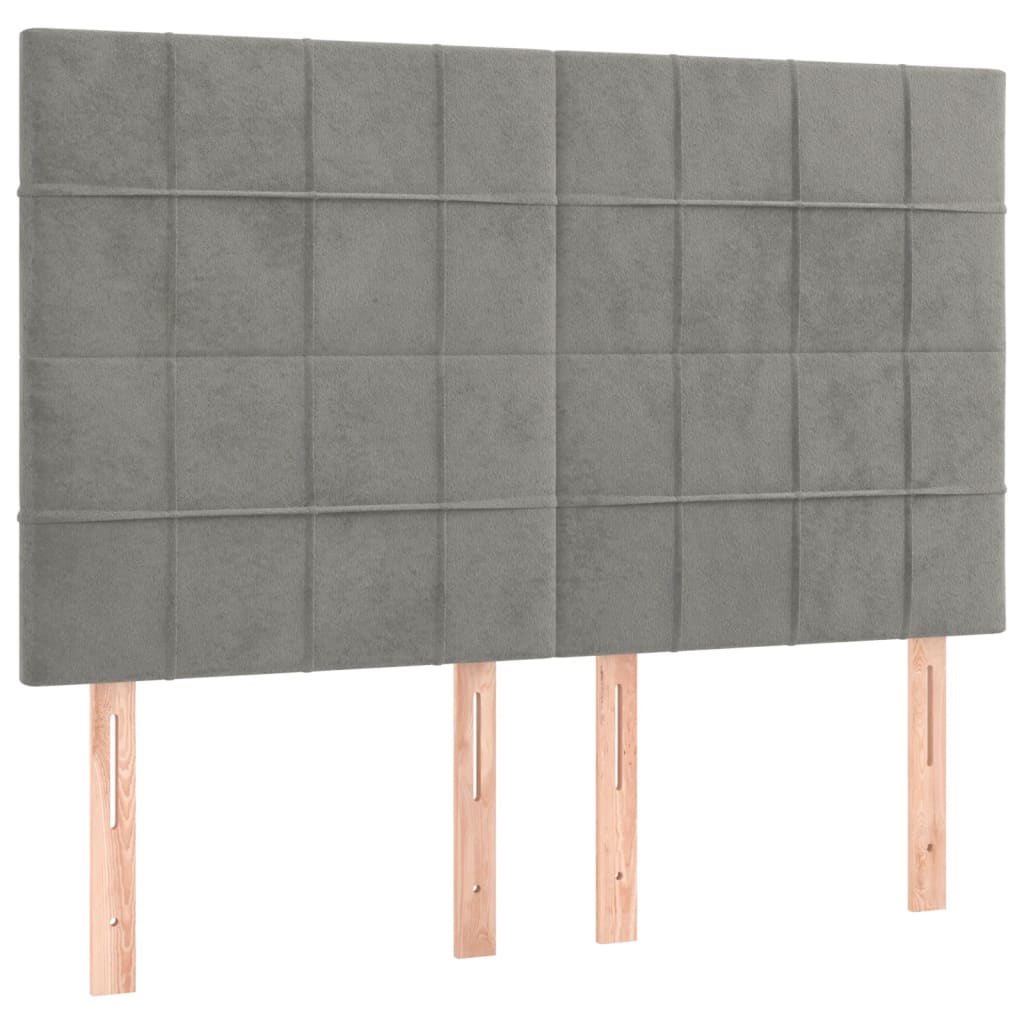 Vidaxl Letto Continentale Con Materasso, Grigio Chiaro, 140X190Cm, Velluto