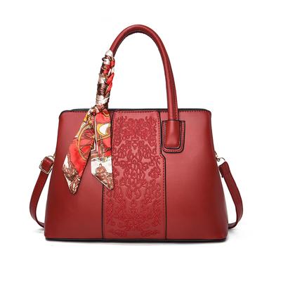 NICOLE & DORIS Women's Shoulder Bag with Embroidery, Stylish Scarf Included, Elegant, 2-Way, Waterproof, PU Leather, Divided, Perfect for Weddings,