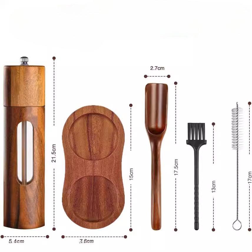 Wooden Salt and Pepper Grinder,8 Inch Manual Pepper Mill Adjustable Coarseness Refillable,Acacia Wood Pepper Shakers for Kitchen