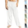 Men's Cotton Linen Loose Pants Male Summer Casual Solid Color Pants Trousers Plus Size S-5XL