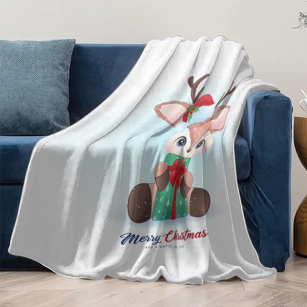 Tuniu Cute Christmas Baby Deer Fleece Blanket Soft Warm Throw for Kids Bedroom Sofa Decoration Gift