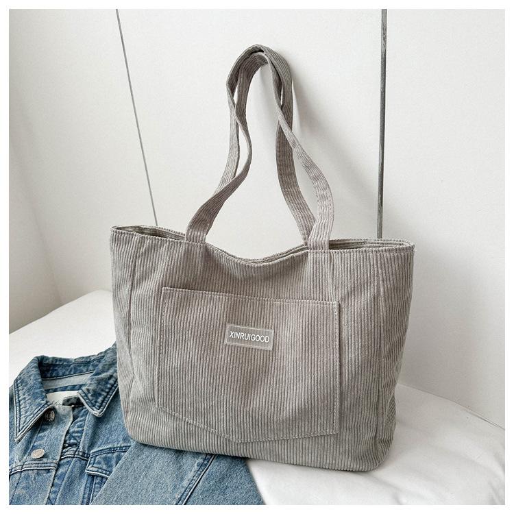 

Женская вельветовая сумка через плечо, Повседневная модная сумка большой вместимости, Подходит для выхода в свет, Машинная стирка, с фиксированными плечевыми ремнями светло-серый