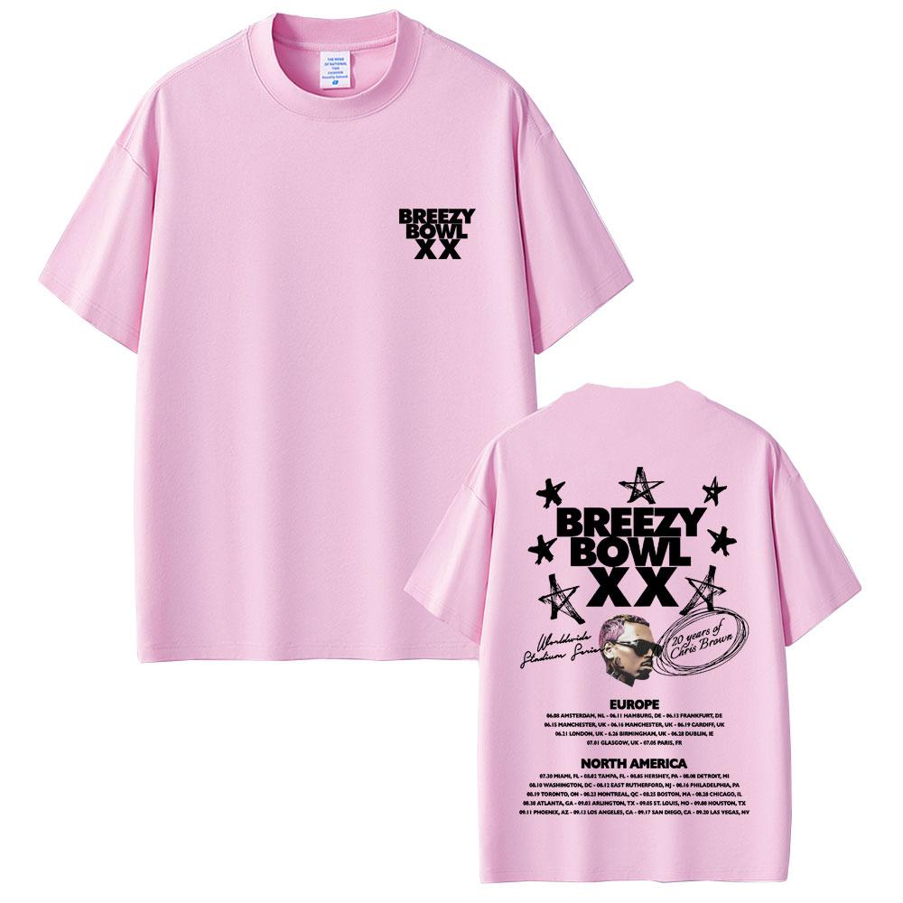 Hot Sale New Chris Brown Breezy Bowl XX Tour 2025 T Shirt Unisex Women Hip Hop Pop Music Tshirts Unisexs Fashion Rap Retro T Shirts