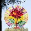 1pc Modern Art Red Rose Pattern Decorative Spiral Hanging Garden Wind Chime, Power Art Craft Windmill, Bi-Directional Rotatable | Outdoor