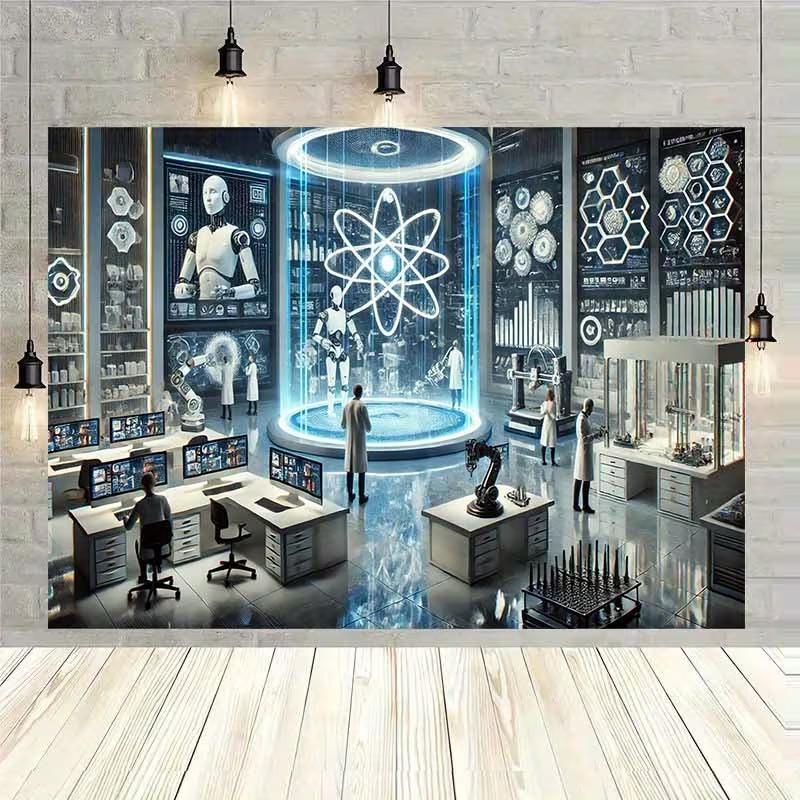 Futuristic Tech Lab Backdrop, STEM Classroom & Science Fair Decor