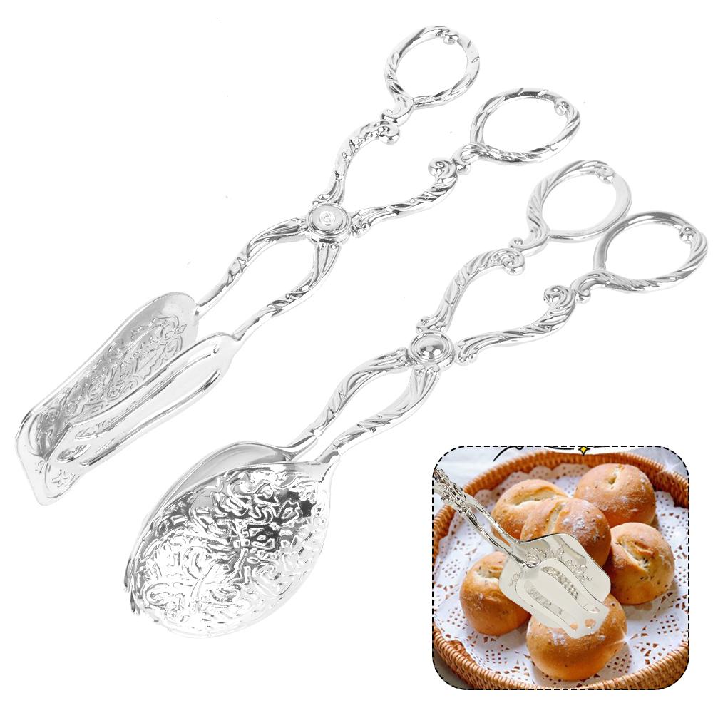 Baking Barbecue Tool Gold-plated Fruit Salad Cake Clip Buffet Food Tong Vintage style Salad Pastry Clamp Snack Cake Clip Kitchen Accessories