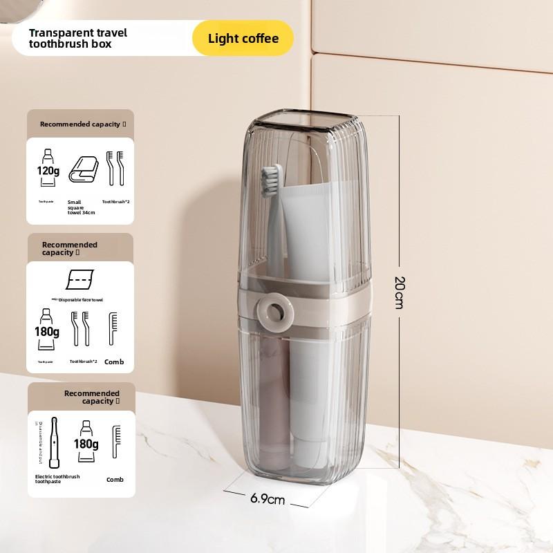 Travel Mouthwash Cup, Toothbrush Cup, Dental Care Light Luxury Storage Set, Portable Household Toiletry, Toothpaste and Toothbrush Box Transparent black