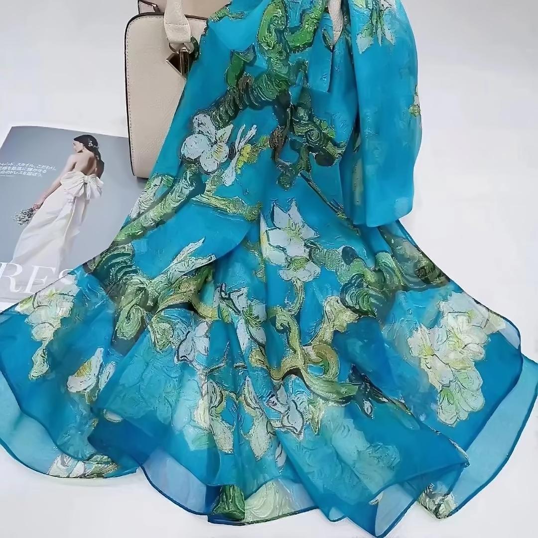 

New Red Women Long Silk Scarf Shawl Printed Female Spring Autumn Silk Scarf Wraps Fashionable Casual All-Match Cape Scarves