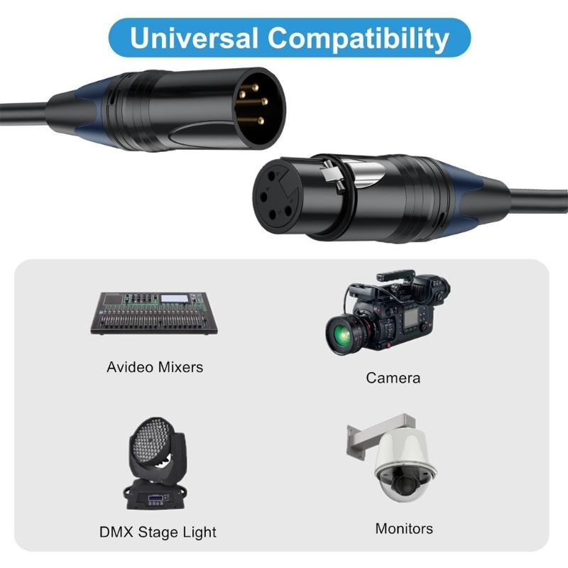 XLR Cable Professional XLR 4Pin To Double 3Pin XLR Splitter Cable For Studio Recording & Live Performances 50Cm