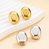 18K Gold Vacuum Plated Stainless Steel Geometric French Retro Style Large Stud Earrings