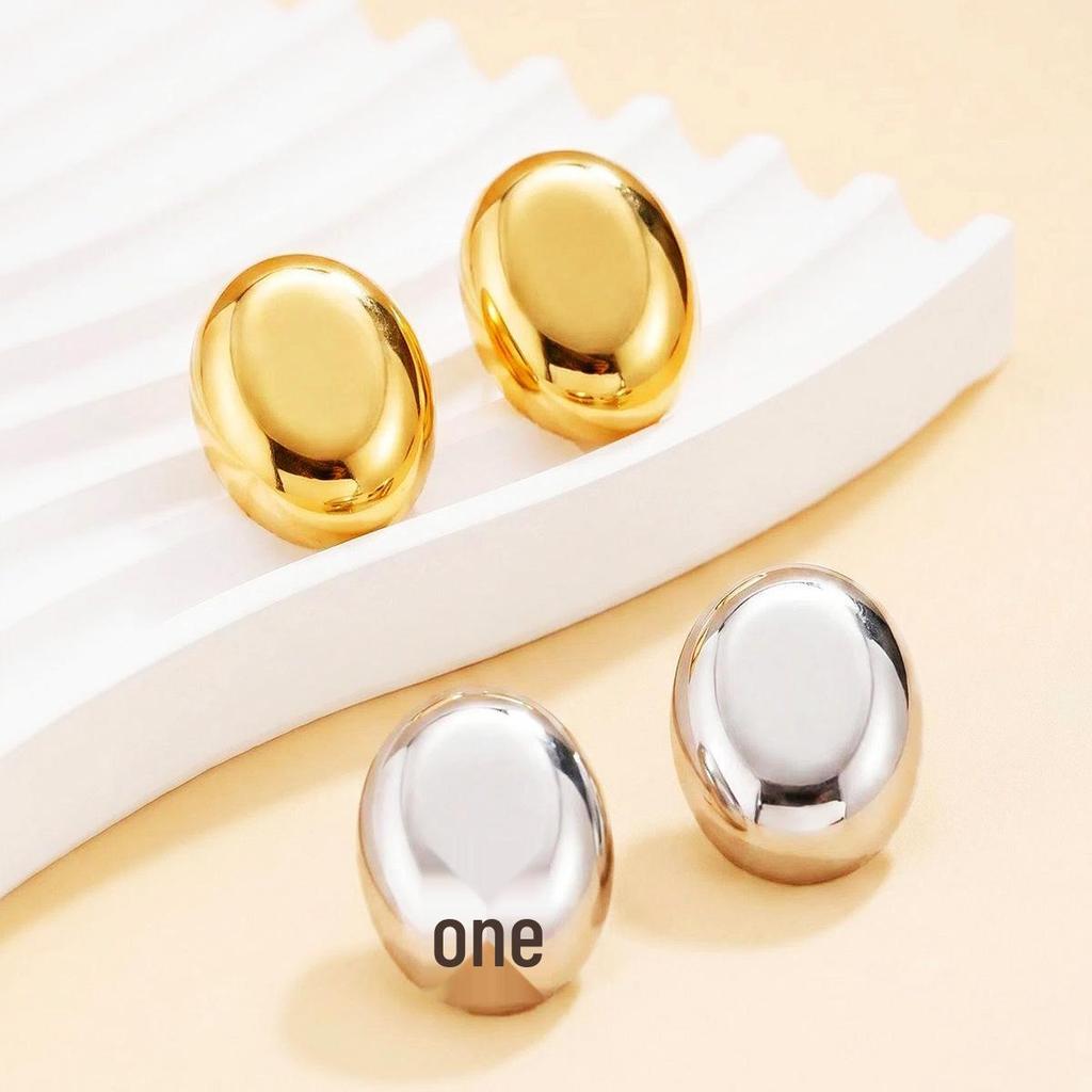 18K Gold Vacuum Plated Stainless Steel Geometric French Retro Style Large Stud Earrings