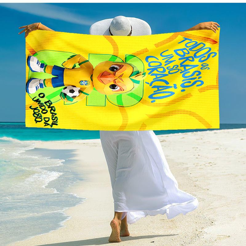 1pc Brazilian Unity Mascot Cartoon Quick Dry Microfiber Bath Towel for Swimming Surfing Camping Unisex Holiday. SJT7201115