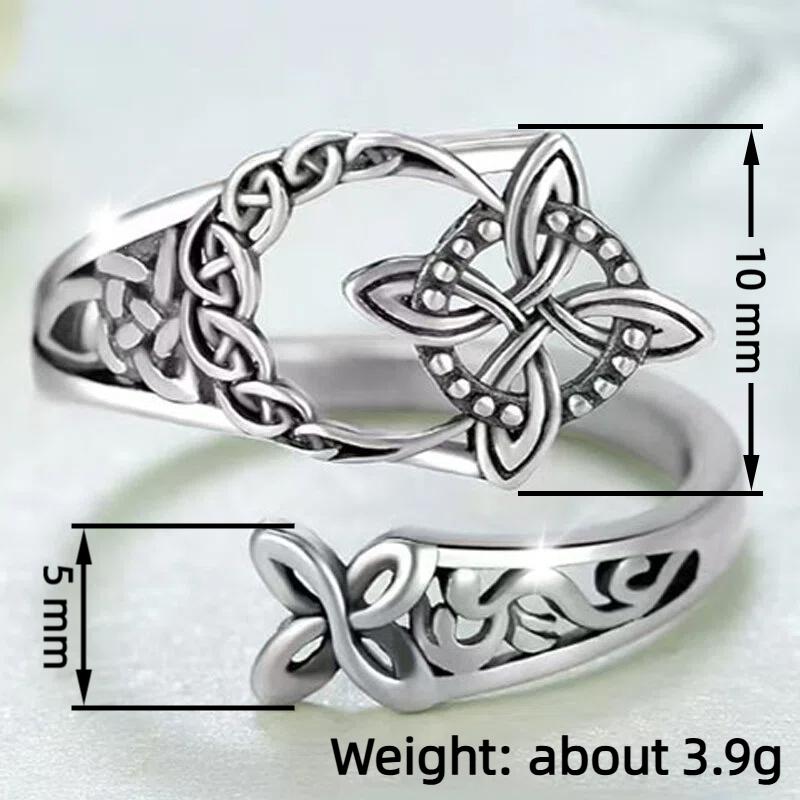 Vintage Silver Color Celtic Knot Adjustable Ring for Women Bohemian Party Statement Trendy Delicate Finger Metal Jewelry