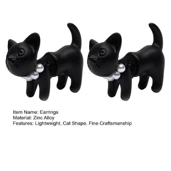 1 Pair Stud Earrings Piercing Style Polished Surface Cat Design Detachable Ear Studs Women Jewelry Collection